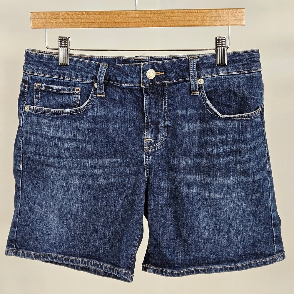 Lucky Brand The Roll Up Shorts Womens 6 28 Blue Stretch Denim Dark Wash